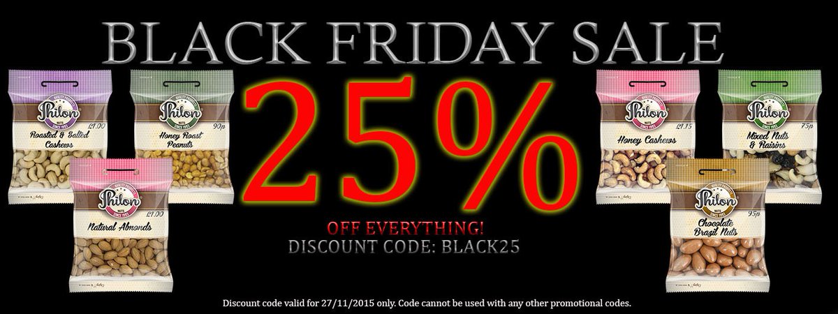 philon_nuts's tweet photo. #BLACKFRIDAY sale starts tomorrow. 25% of EVERYTHING! Why not stock up on favourite snacks in time for #christmas https://t.co/w8bTmVSYv4