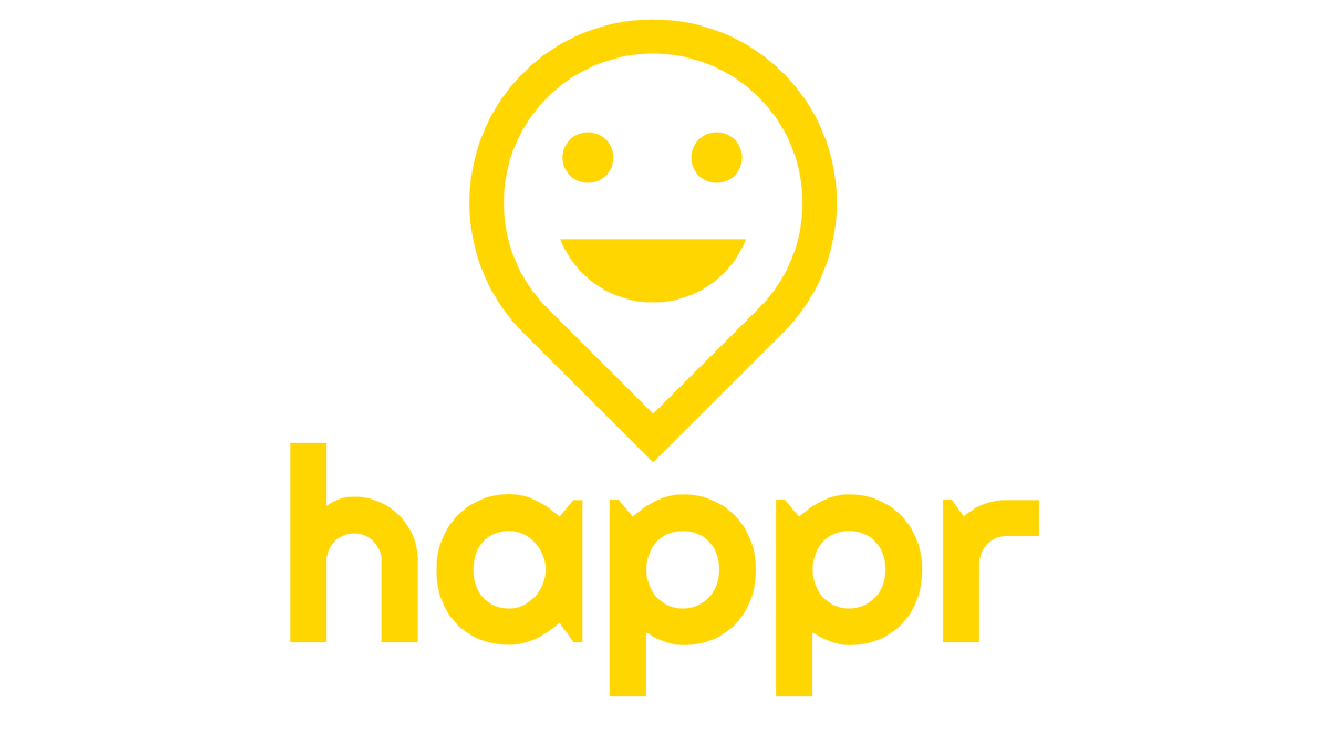HapprApp's tweet photo. We have updated our visual identity—the smiley face is now location pin shaped to reflect our location-based nature: https://t.co/qa4EhPe2SI