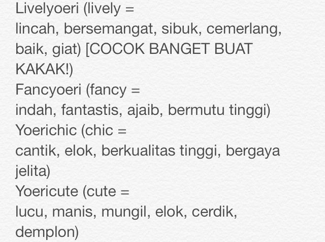 YoerichersBGR's tweet photo. @SweetYoriChiBi ini nama fans usulan aku buat kakak :) beserta artinya, dibaca yah kak, siapa tau ada yang cocok:) https://t.co/3X6N9wxrC3