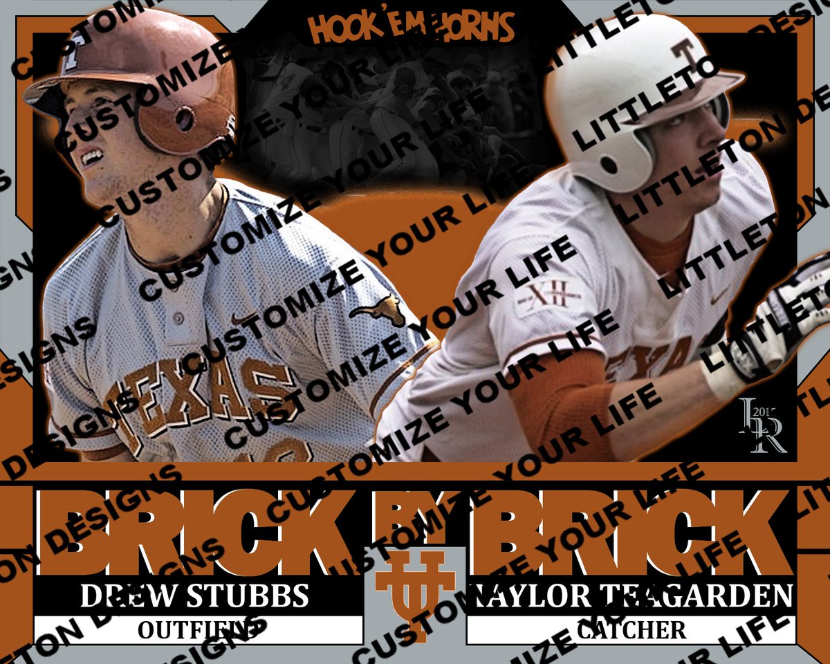LittletonDesign's tweet image. Brick by Brick Drew Stubbs &amp;amp; Taylor Teagarden for the University of Texas. 2005 College World Series Champs! #HookEm