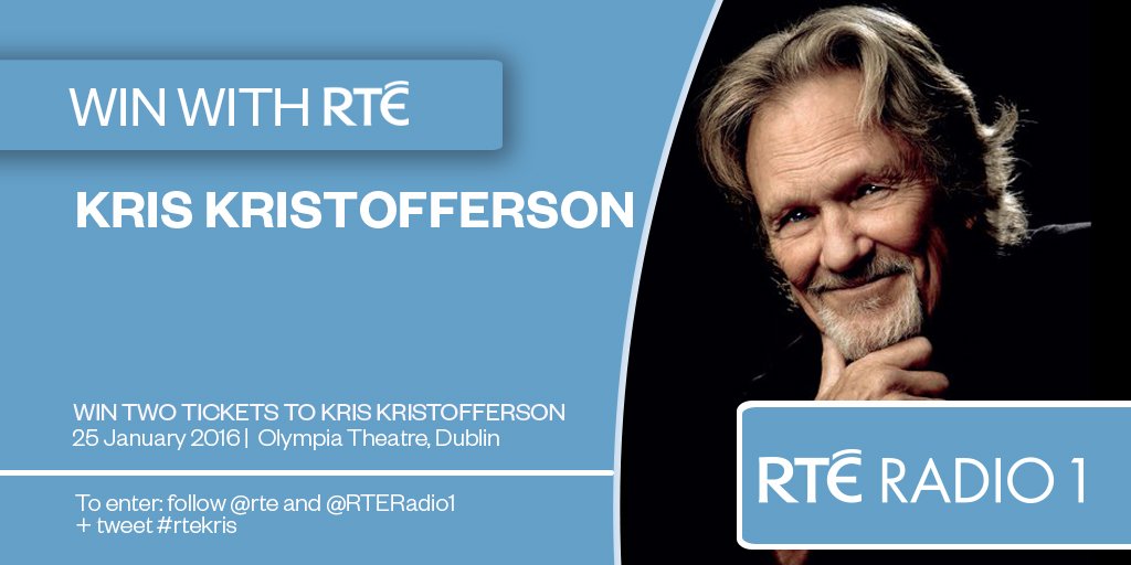 RTERadio1's tweet photo. Winner at 3pm! 2 tix to Kris Kristofferson Olympia Theatre, Jan 25th. Follow @rte +@RTERadio1 &amp; tweet #rtekris https://t.co/jj06kq3iC0