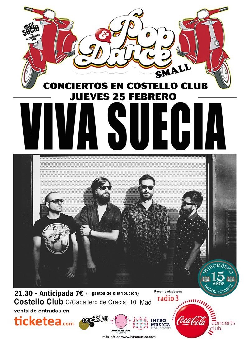 VivaSuecia's tweet photo. Primera fecha! El 25 de febrero estaremos en @CostelloClubMad presentando nuestro próximo trabajo #PopandDanceSmall https://t.co/00RVqFr51g