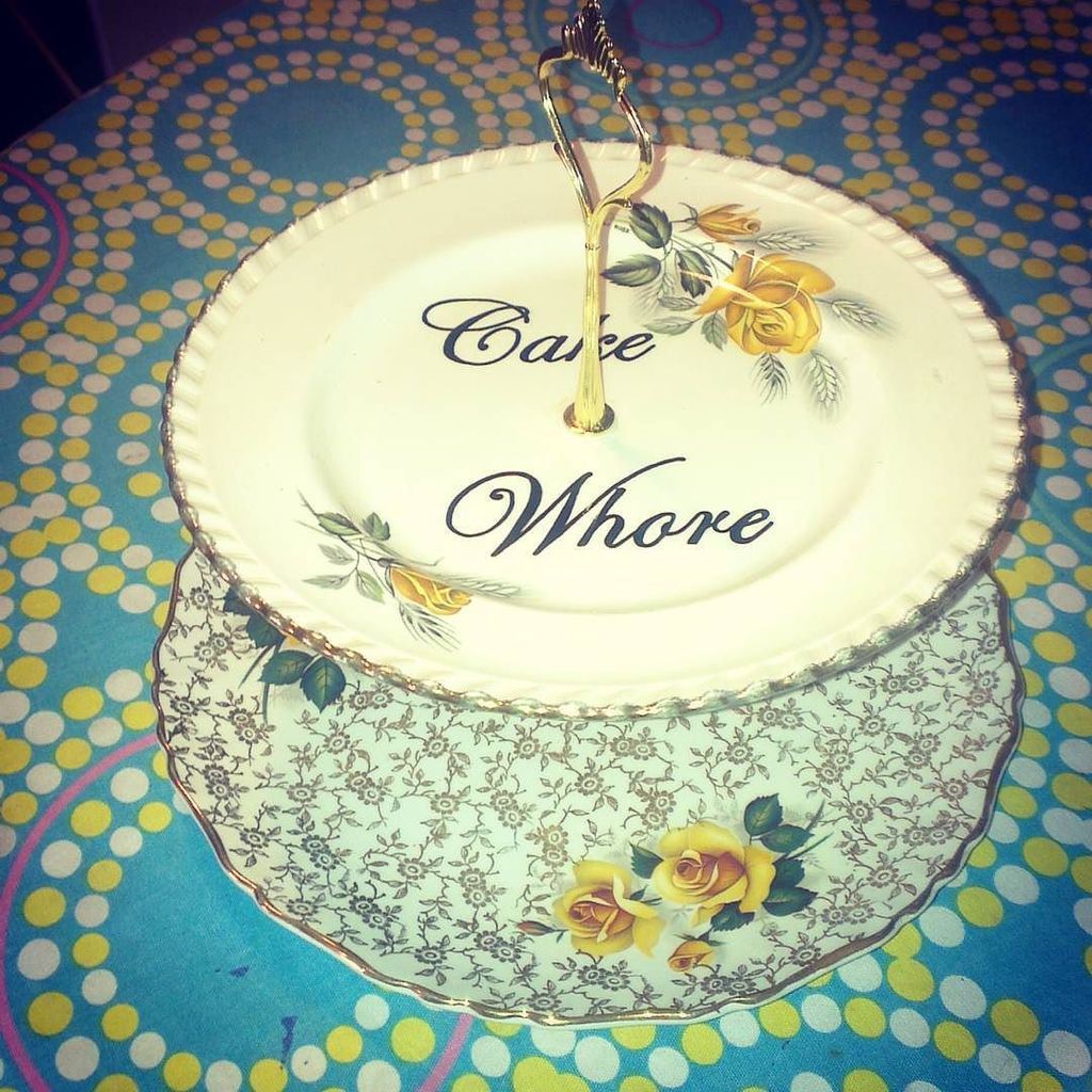 impolitegifts's tweet photo. Cake whore vintage cake stand #cakewhore #teaparty #whore #bestiegift #xmasparty #Twitter https://t.co/ukDL70NJLp