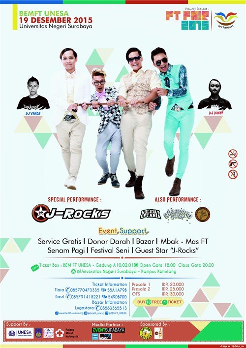 FT Fair 2015 "Techno Art" live concert J-ROCKS  19 des @ unesa ketintang ,cp : tiara (085770473335) <a href="/BEMFT_UNESA/">BEM FT UNESA</a>