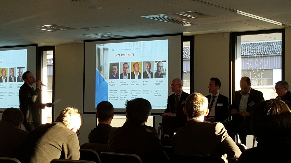 dthoiron's tweet photo. #cloudeventsynaaps Table ronde sur la sécurité dans le Cloud. @SynAApS @APLFrance @dell_france @Colt_Technology https://t.co/vLKmBGWnRY