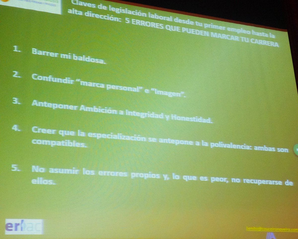 BZ_Legal's tweet photo. "@Fundacion_ERLAC: Los 5 errores que pueden marcar tu carrera. #CTAL15 https://t.co/BHwLePCDM3"