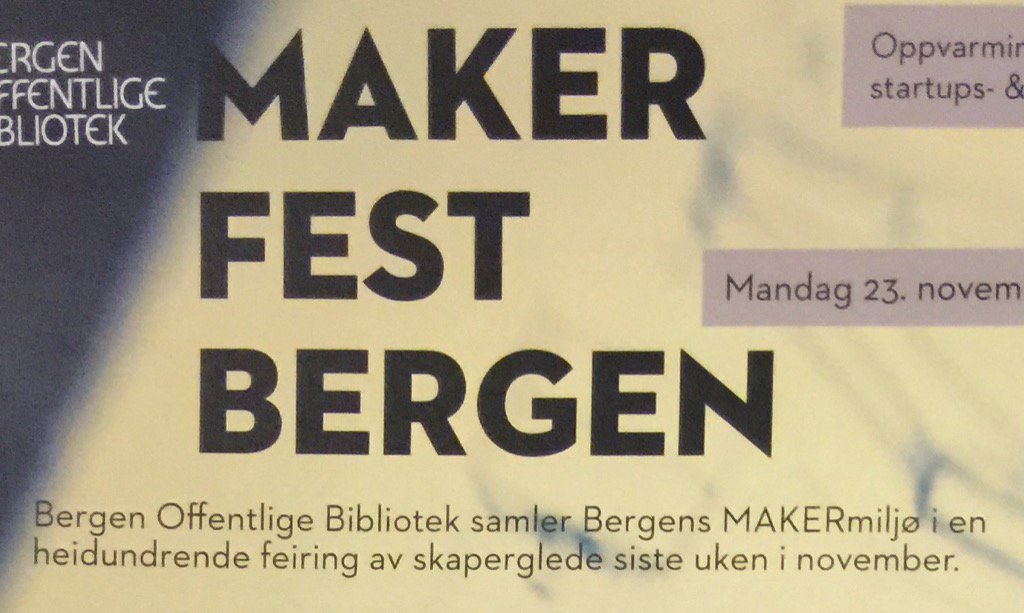 OysteinBerg's tweet photo. Spennende dag på #MakerFestBergen! Deltar med foredrag i kveld om erfaringer med beacons. Gleder meg! @inFuture_no https://t.co/zYQoLnv8vp