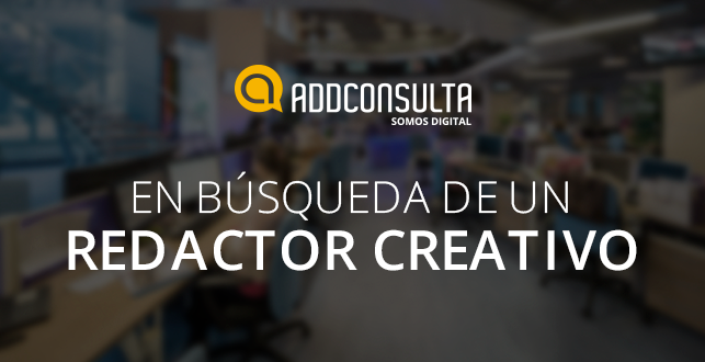 Addconsulta's tweet image. #Chamba: Buscamos un Redactor Creativo: goo.gl/zXs2Ac Envíanos tu CV a cv@addconsulta.pe