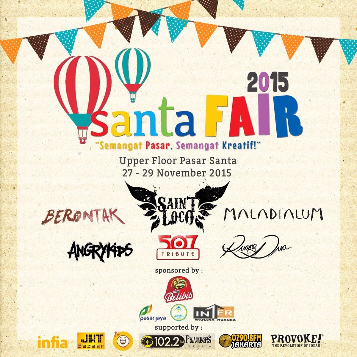 RuangDua's tweet photo. SantaFair 2015! Puluhan brand baru dari F&amp;B hingga Art&amp;Crafts. We're gonna be there too on Sunday at 15.40! See you! https://t.co/v0qjdH7qxX
