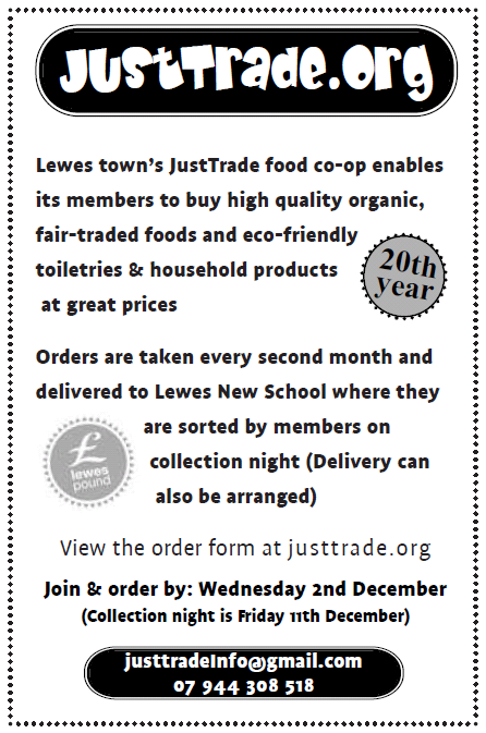 Join Lewes town's own co-op JustTrade for great savings on organic food and green household products.