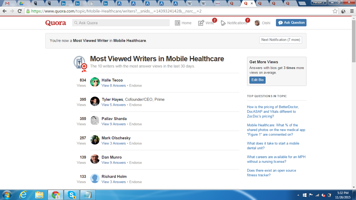 sidpraz's tweet photo. So you are the most view #writer on #healthcaremobility @Quora
@ChatterjeeOishi #blogger #technology https://t.co/C49NqaQVht