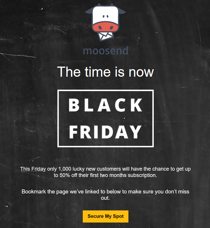 moosend's tweet photo. Up to 50% off, unlimited emails, Black Friday only offer, bookmark it here: https://t.co/QNl8ao86Kg https://t.co/xSM6DTUz8D