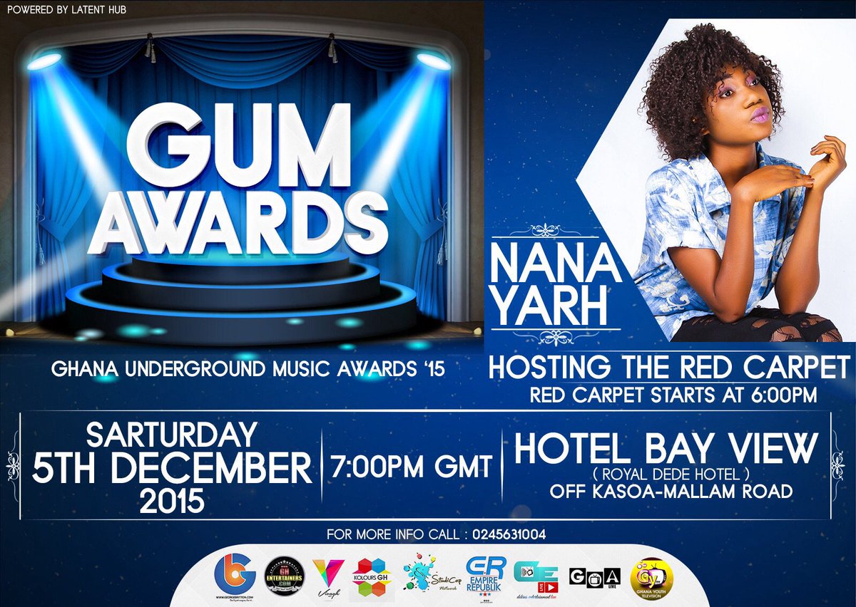 GUMAwards's tweet photo. Make sure you make it to the 2015 GUM Awards red carpet on 5th Dec (6pm). Tickets are selling hot! Call 0245631004 https://t.co/EmxeV30fld