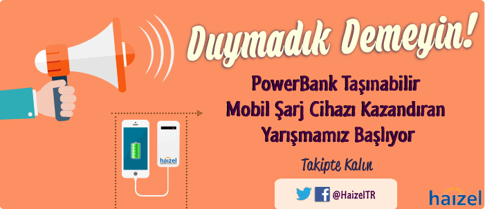 HaizelTR's tweet photo. PowerBank Kazandıran Yarışmamız Başlıyor! Takipte Kalın.
#Yarışma #Takip #Et #PowerBank #Kazan https://t.co/WevO7zIUmk