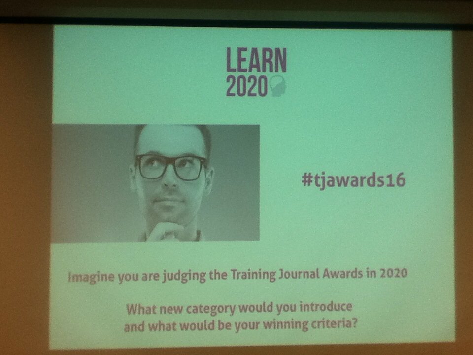 TrainingJournal's tweet image. Great reflective #tjawards15 #learn2020 question about what award there should be in five years time