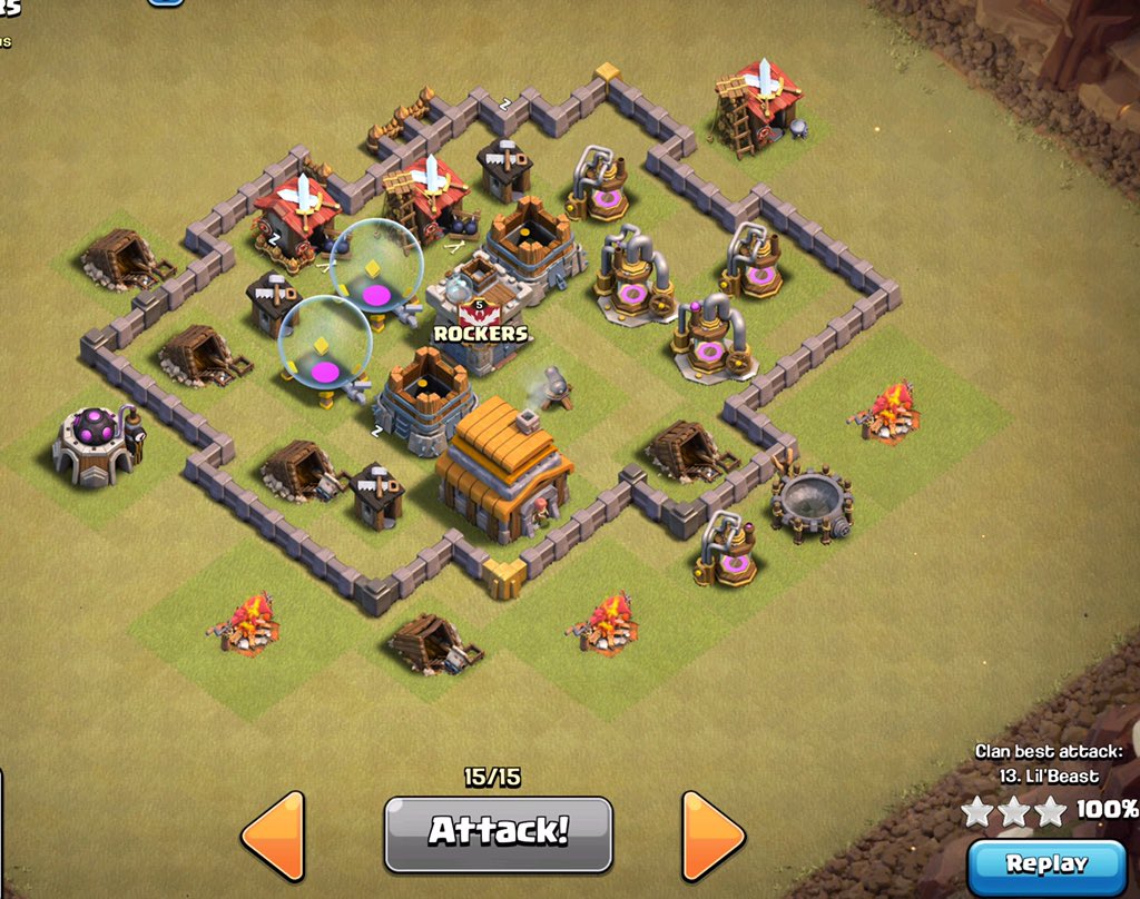 PW_clashofclans's tweet photo. Cutest base ever! One little cannon to defend whole TH5 village @BadClashBases #cutebase https://t.co/DrvdHbZsRt