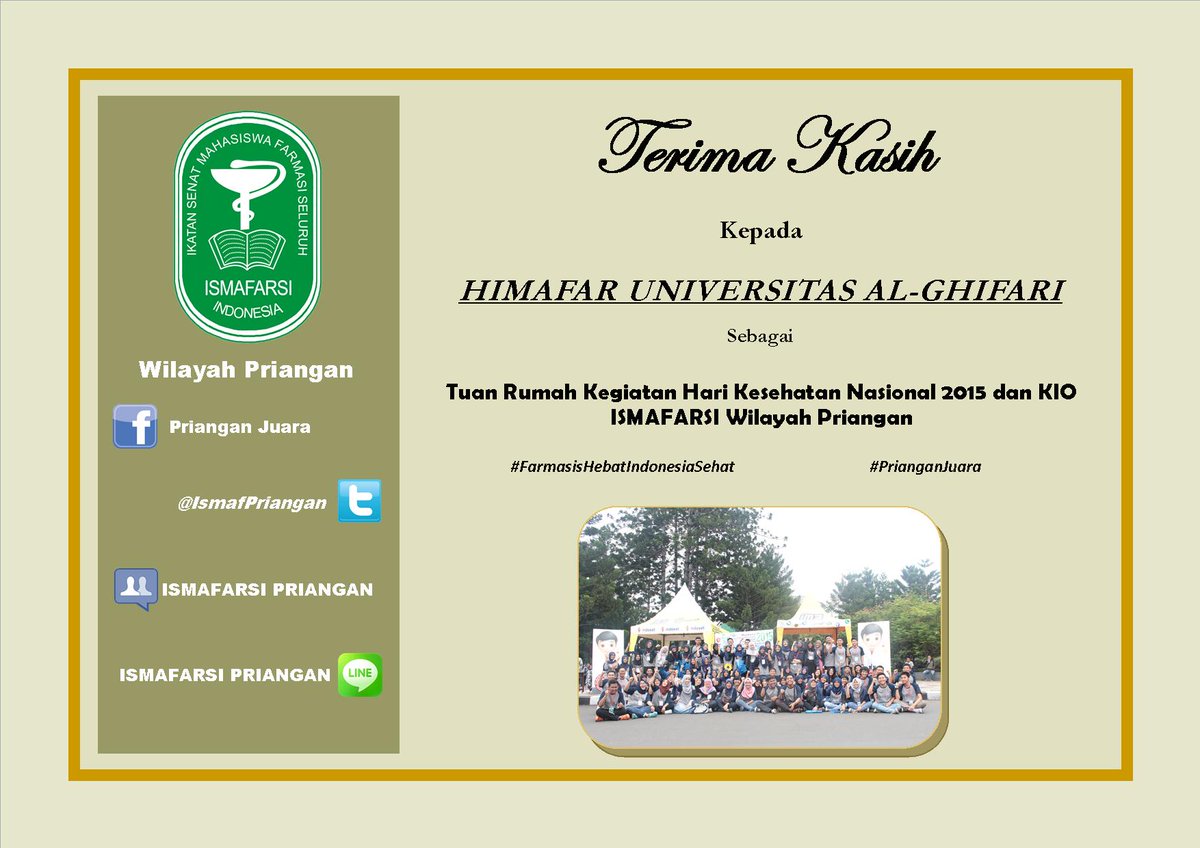 IsmafPriangan's tweet photo. Terima kasih Himafar UNFARI,acaranya sangat luar biasa,sampai bertemu kembali di acara selanjutnya^@HIMAFARofficial https://t.co/mMuyTXZ8Zj