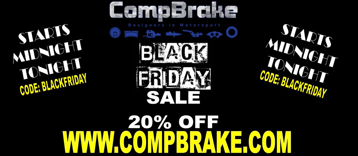 Compbrakemotors's tweet photo. #COMPBRAKE #BLACKFRIDAY 20% OFF EVERYTHING - STARTS AT MIDNIGHT TONIGHT!! https://t.co/6PO09xMn7c
CODE:BLACKFRIDAY https://t.co/druZHFcjfP