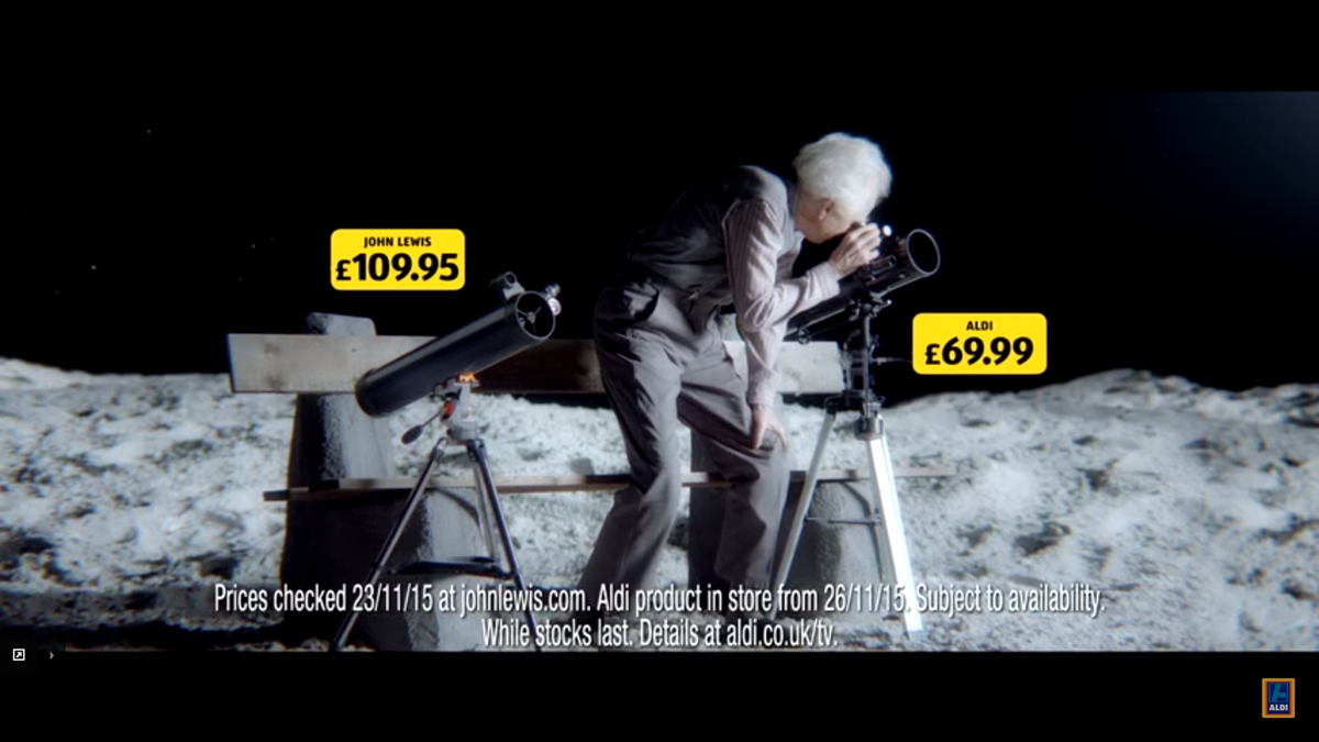 TheDrum's tweet image. .@Aldi puts its own man on the moon in John Lewis spoof ad goo.gl/YwgyGo