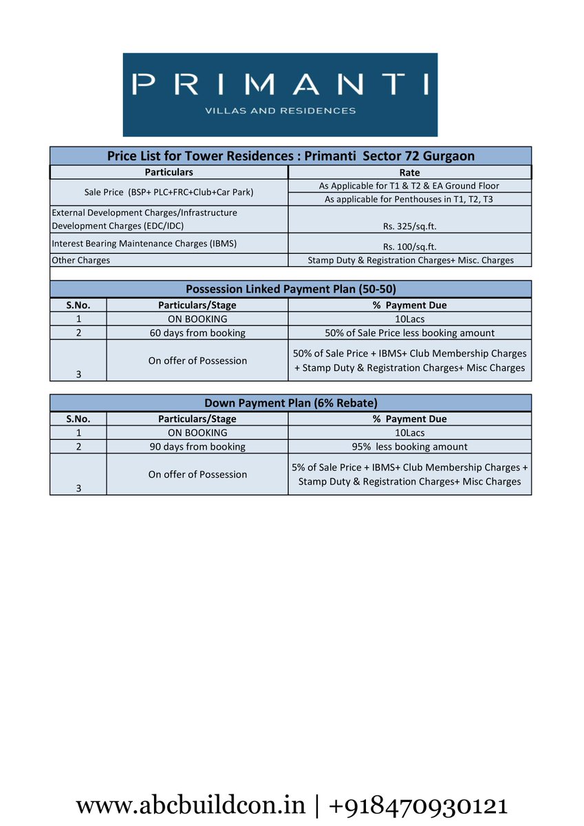 TATA Primanti Payment Plan

Call +91 8470930121
Visit:abcbuildcon.in/projects/tata-…