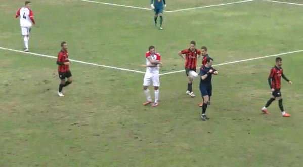 Goran Popov throws the ball at Aleksandar Stavrev