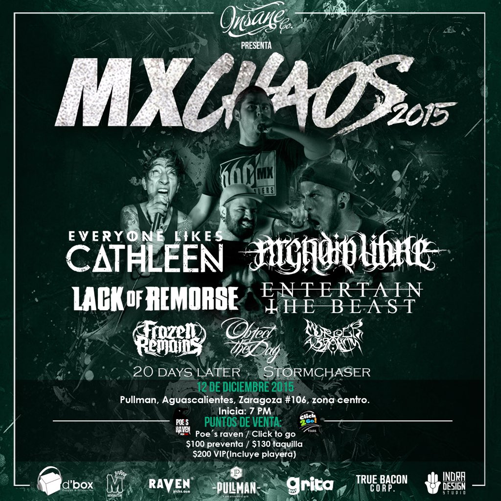mxchaosfest's tweet photo. Aguascalientes!! 12 de Diciembre , #mxchaos2015 @ETBMETAL @LackOfRemorse @arcadialibre @cathleenband @FrozenRemains https://t.co/NVAMi3zs1N