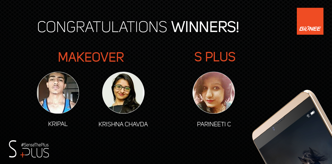 GioneeIndia's tweet photo. Here are the winners for #SenseThePlus. Congratulations! https://t.co/liNlE5EnLc