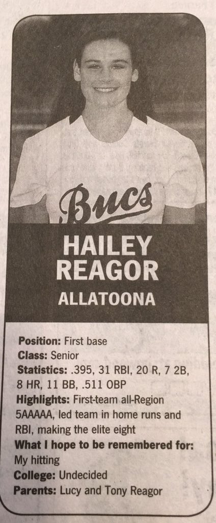toona_athletics's tweet photo. Congrats to @ahsfastpitch players Madison Halyard &amp; Hailey Reagor on being named 1st team by the MDJ! #bucnation https://t.co/cHlZbLmKUP