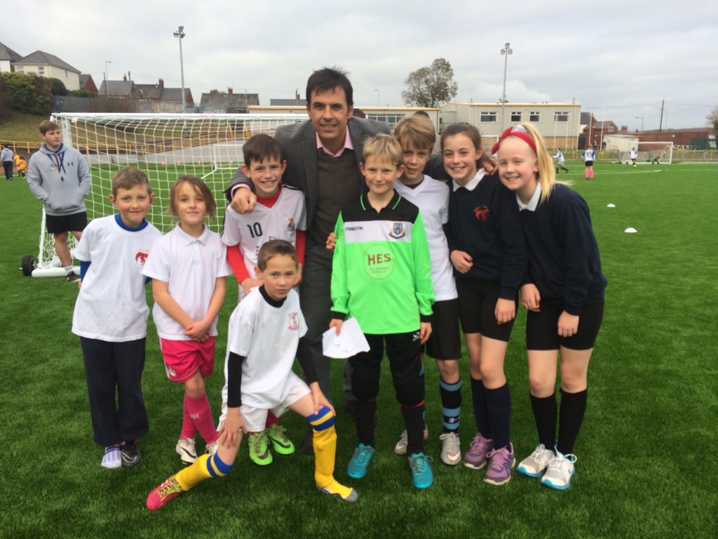 ysgolyddraig's tweet photo. The Dragons are loving their games at Jenner Park and they've just met @FAWales manager Chris Coleman https://t.co/AaLhuFGuuu