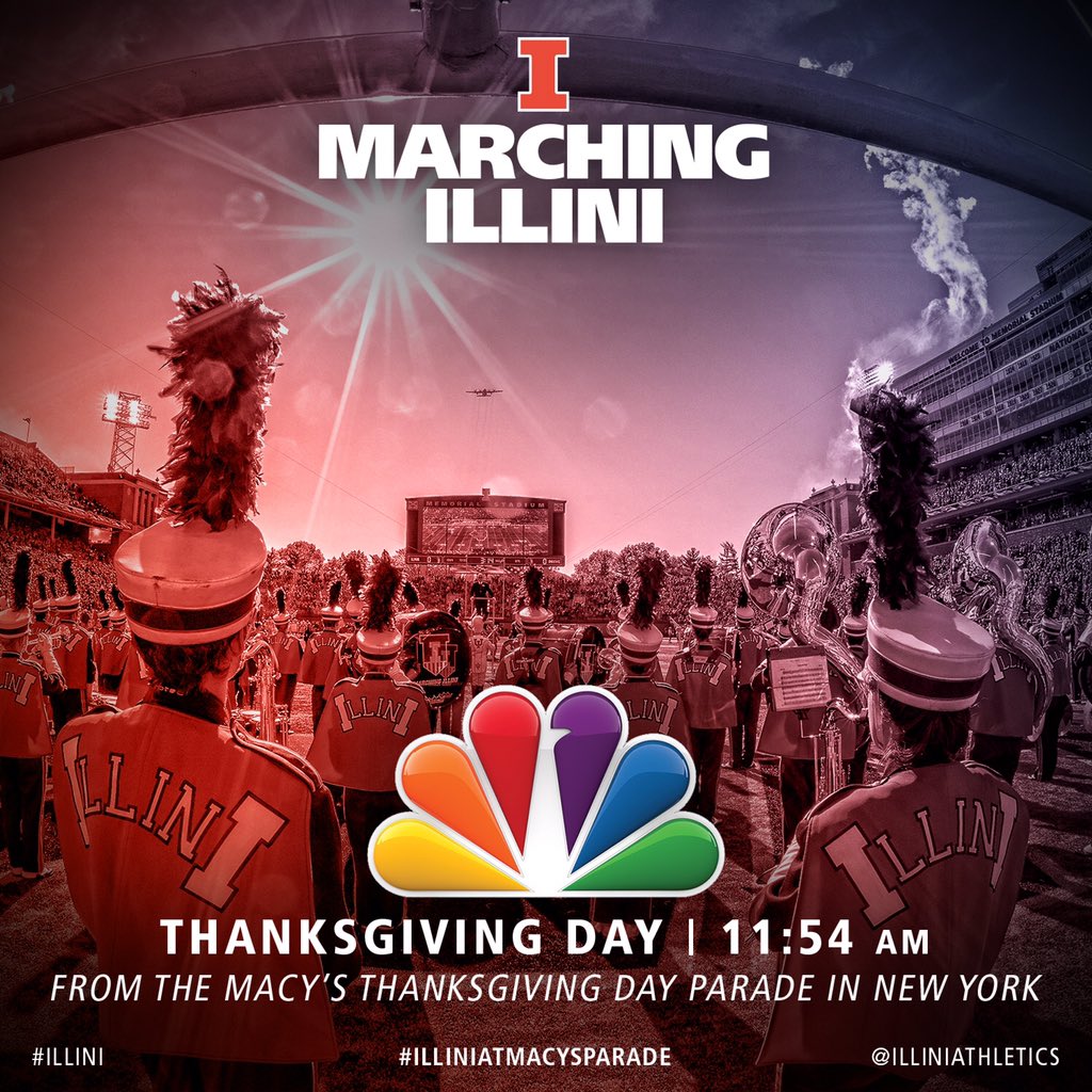 UofIllinois's tweet photo. You don't want to miss this!
Catch the @MarchingIllini in the #MacysThanksgivingDayParade!
#IlliniAtMacysParade https://t.co/3W4Qz8GX1B
