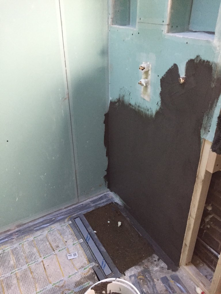 RCTiling's tweet photo. The start of a wet room. Water proofing process called tanking. #wetroom #sevenoaks #tiling #tanking #porcelain https://t.co/d56zN95a7a