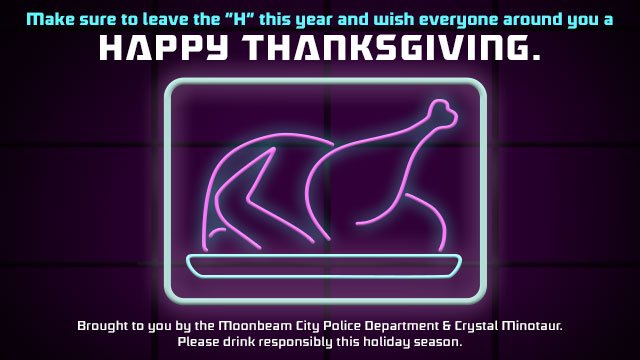 Happy #Thanksgiving from the #MoonbeamCity Police Department.