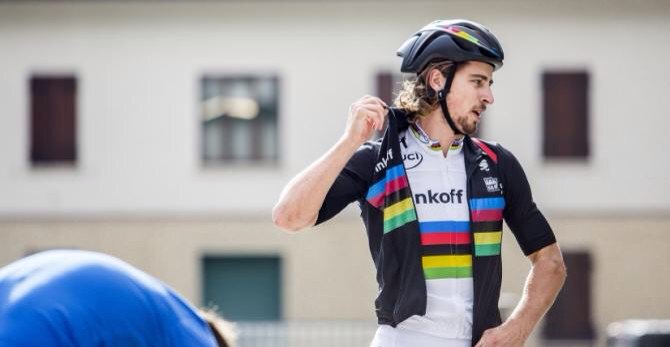 cafevelobev's tweet photo. How cool does Mr Sagan look in his cafe Velo Jersey #worldchamp #rainbowbands https://t.co/14rgvvSzZk