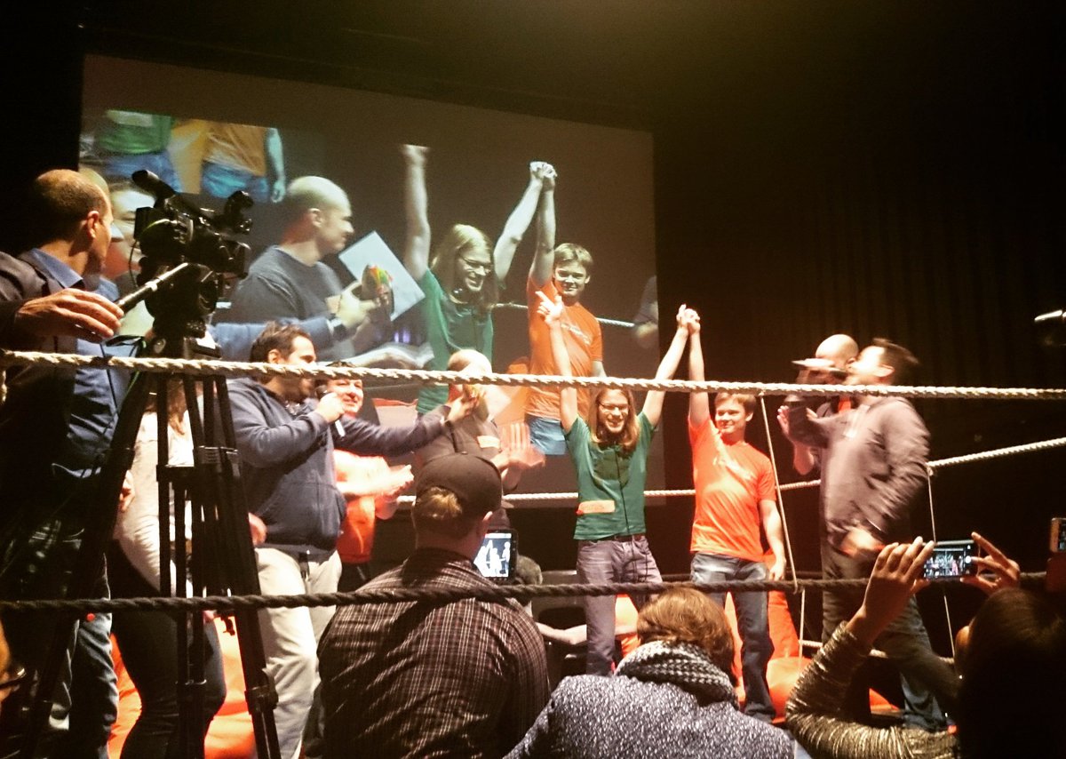 siliconallee's tweet photo. Justus prevails at @berlincodefight!! #winnersname #Berlin #tech #berlincodefight https://t.co/AFqHra8wjg