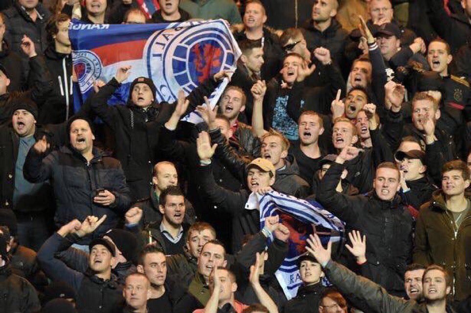 theawayfans's tweet photo. Ajax fans at Celtic tonight. (Via @fbawaydays) https://t.co/haOCL8Ygdg