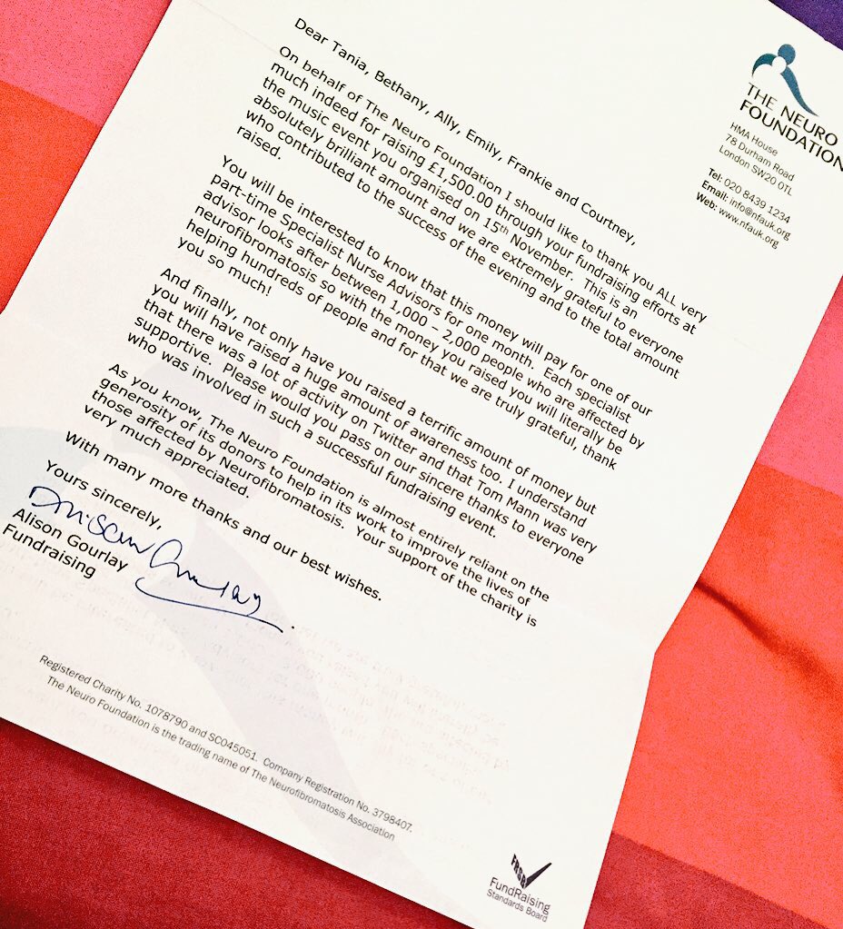 TFNF2015's tweet photo. We received such a lovely letter from @TheNeuroFdn about our event. So happy all the money raised will help loads 💗 https://t.co/yDqAjqALXN