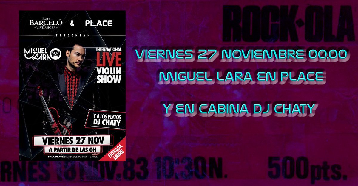 Mañana aterriza Miguel Lara <a href="/miguellaramusic/">⚡️Miguel Lara⚡️</a> y su violín. Un show de altos vuelos y temazos increíbles con DJ Chaty!