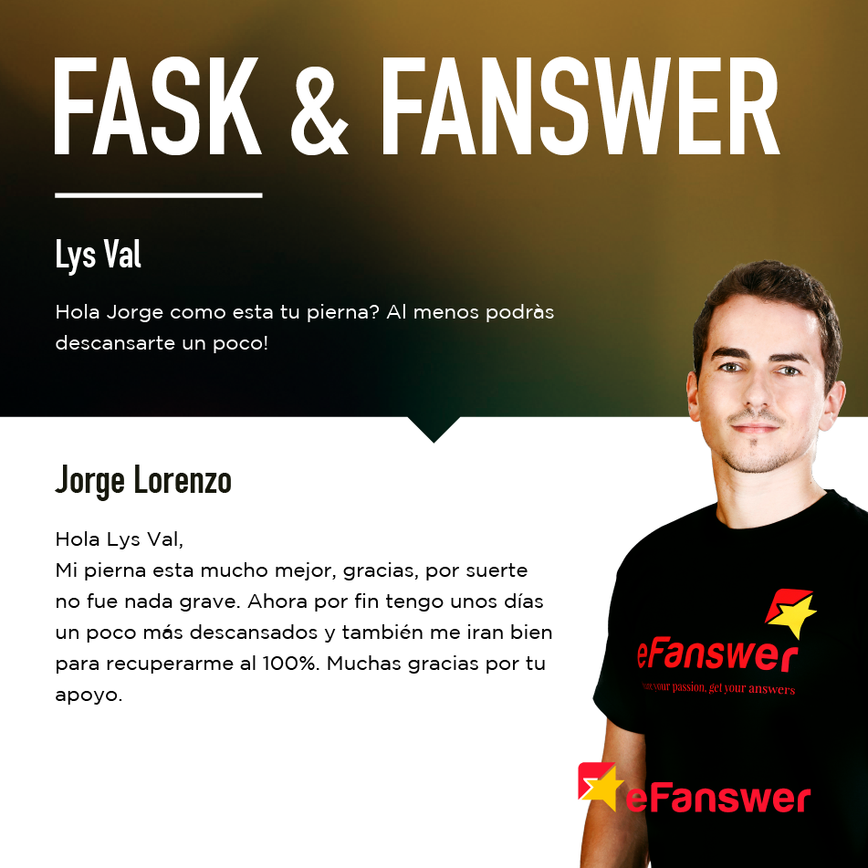 eFanswer's tweet photo. Lys got his #Fanswer! It's your turn, ask whatever you want to #JorgeLorenzo on #eFanswer https://t.co/xKpdRUG900 https://t.co/5h95Rx2Vpw