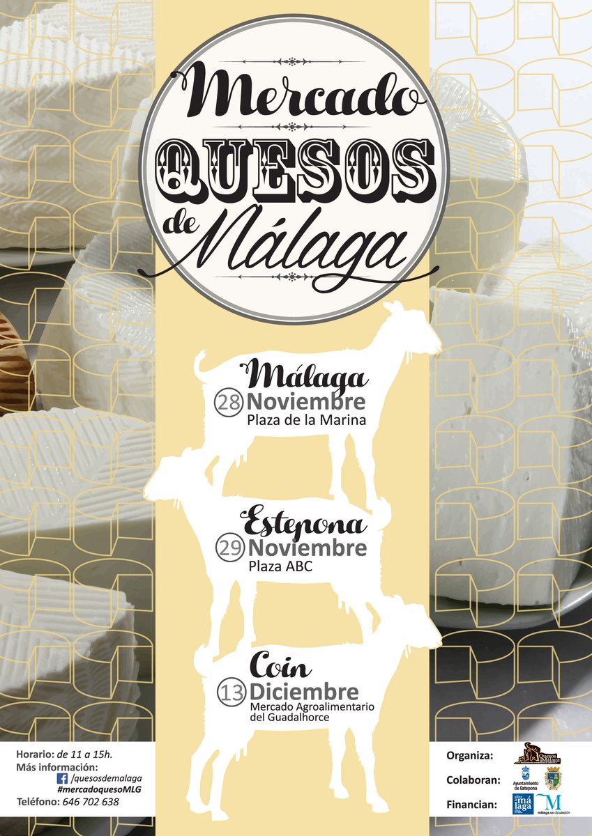 Tres mercados en #Málaga acogerán más de 20 tipos de quesos de la provincia.  buff.ly/1N9q7tq