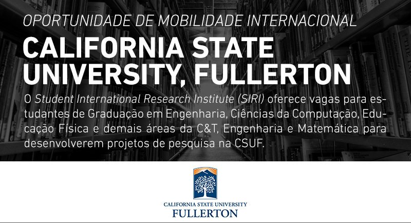 Graduandos de diversas áreas tem a oportunidade de desenvolver pesquisas na <a href="/CSUF/">Cal State Fullerton</a>. Mais em bit.ly/OportunidadesN…