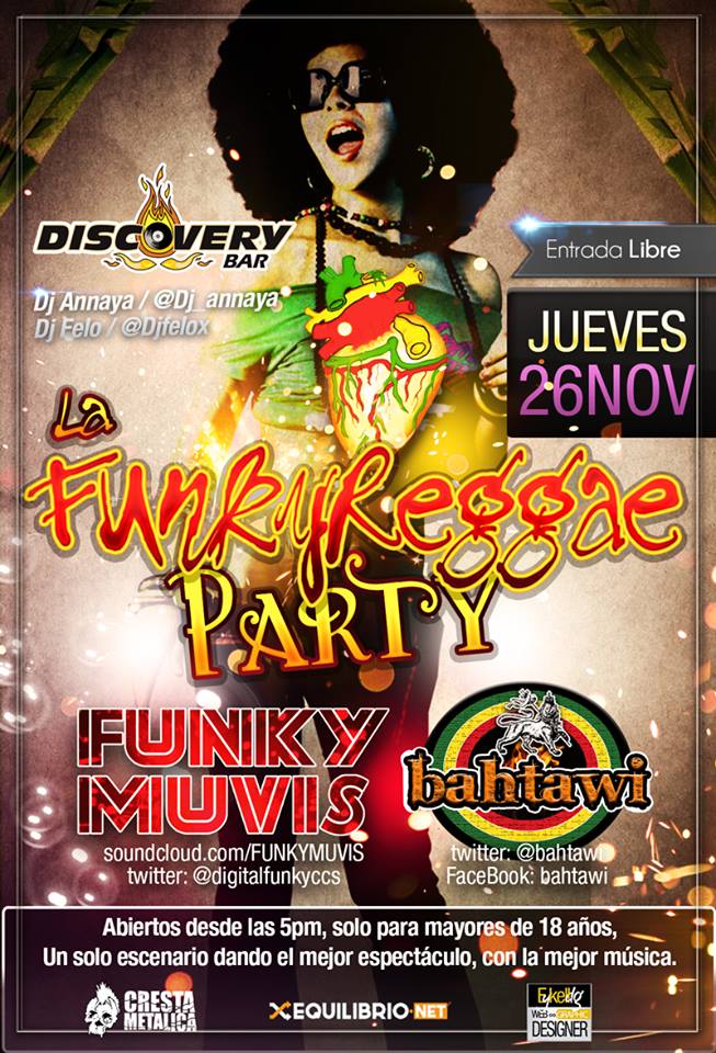 Hoy estaremos con los hermanos de  <a href="/digitalfunkyccs/">Funkymuvis</a> en <a href="/DISCOVERYBAR/">DISCOVERY BAR CCS</a> <a href="/Dj_Annaya/">DJ ∆nn∆¥∆</a> + <a href="/DjFELOx/">DjFeloX</a> #EntradaLibre #Selah