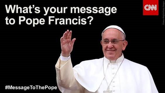 CNNImpact's tweet photo. Do you have a #MessageToThePope ? Hold up your message, take a pic and share it with us! #PopeInAfrica https://t.co/OQibwxoWlP