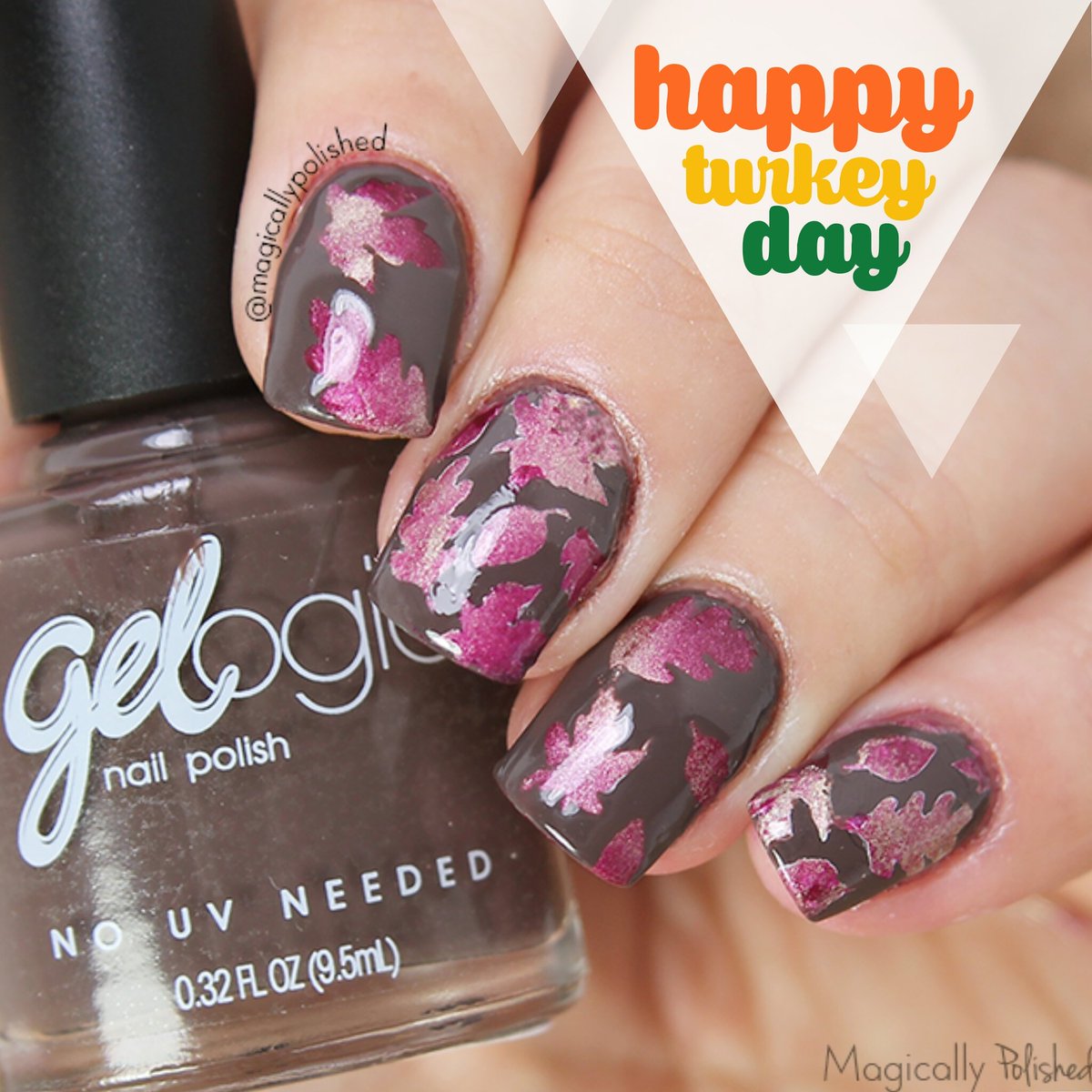 MPolished's tweet photo. Happy Turkey Day! Leaves using @PrettyWomanNYC polishes. Use my coupon code:ANA for 40% off all Pretty Woman items! https://t.co/YLeO5HJUx5