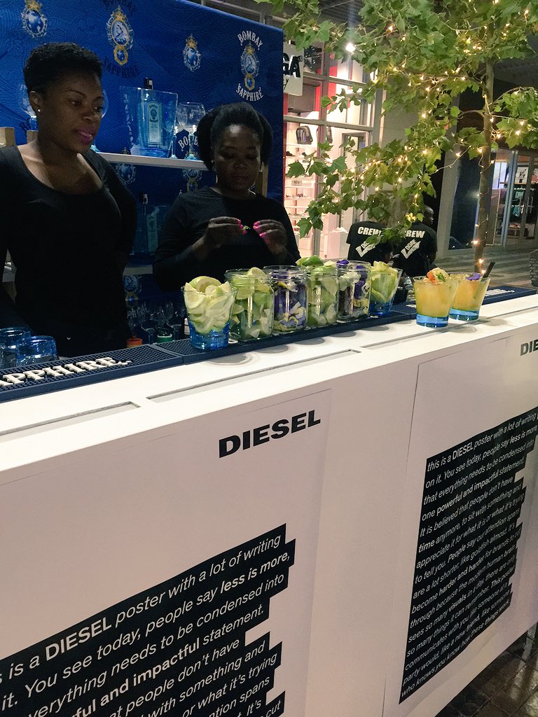 ELLESouthAfrica's tweet image. At the Diesel launch. A mixture of blacks and whites with a touch of camo #DieselSA