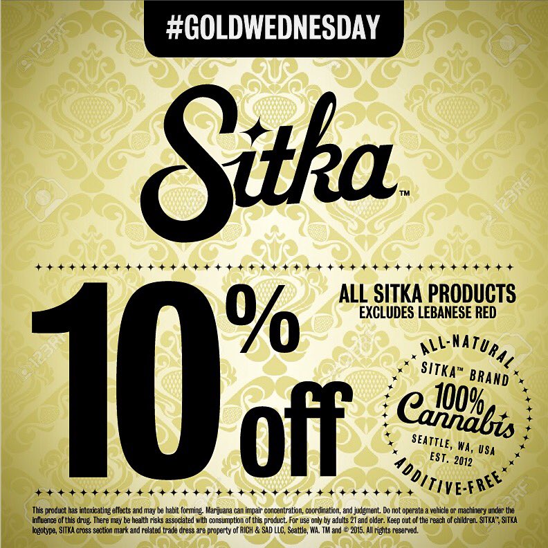 All #sitkagold 10% off at participating shops this week. Try our #hashish, you'll be thankful you did.