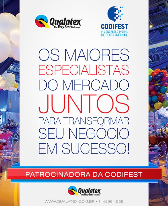 QualatexBrasil's tweet photo. CODIFEST + QUALATEX juntos = sucesso! #qualatex #qualatexbrasil #codifest  #festainfantil #educaçãoonline #balloons https://t.co/gF3q7lelRs