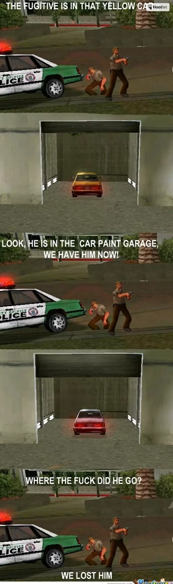 MeriStation's tweet photo. "El fugitivo va en un coche amarillo" #GTA https://t.co/KbqAqOVT7i