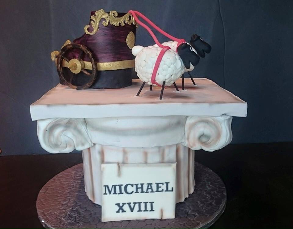 busybeecakes's tweet photo. What kind of cake do you make for a chap who loves roman history and farming? Sheep pulling a chariot of course! https://t.co/q1sGgD7mJB