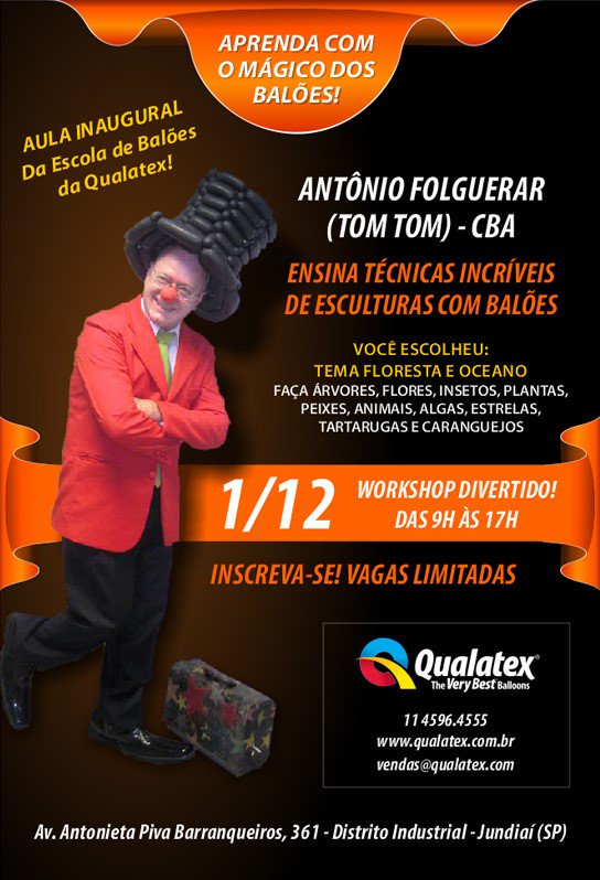 QualatexBrasil's tweet photo. Inscreva-se para a aula inaugural do TomTom em 1/12 na Escola de Balões Qualatex.Não fique fora dessa oportunidade! https://t.co/YIXF86xjkC