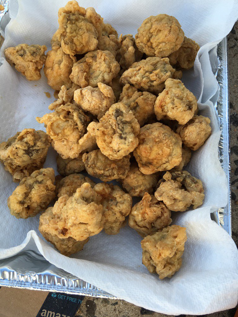 Gartenberg's tweet image. Deep fried mushrooms anyone? #FryFest2015